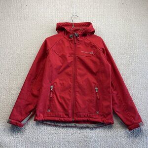 Free Country Softshell Tech Jacket Gorpcore Red Wom Size M Fleece Lined Hiking